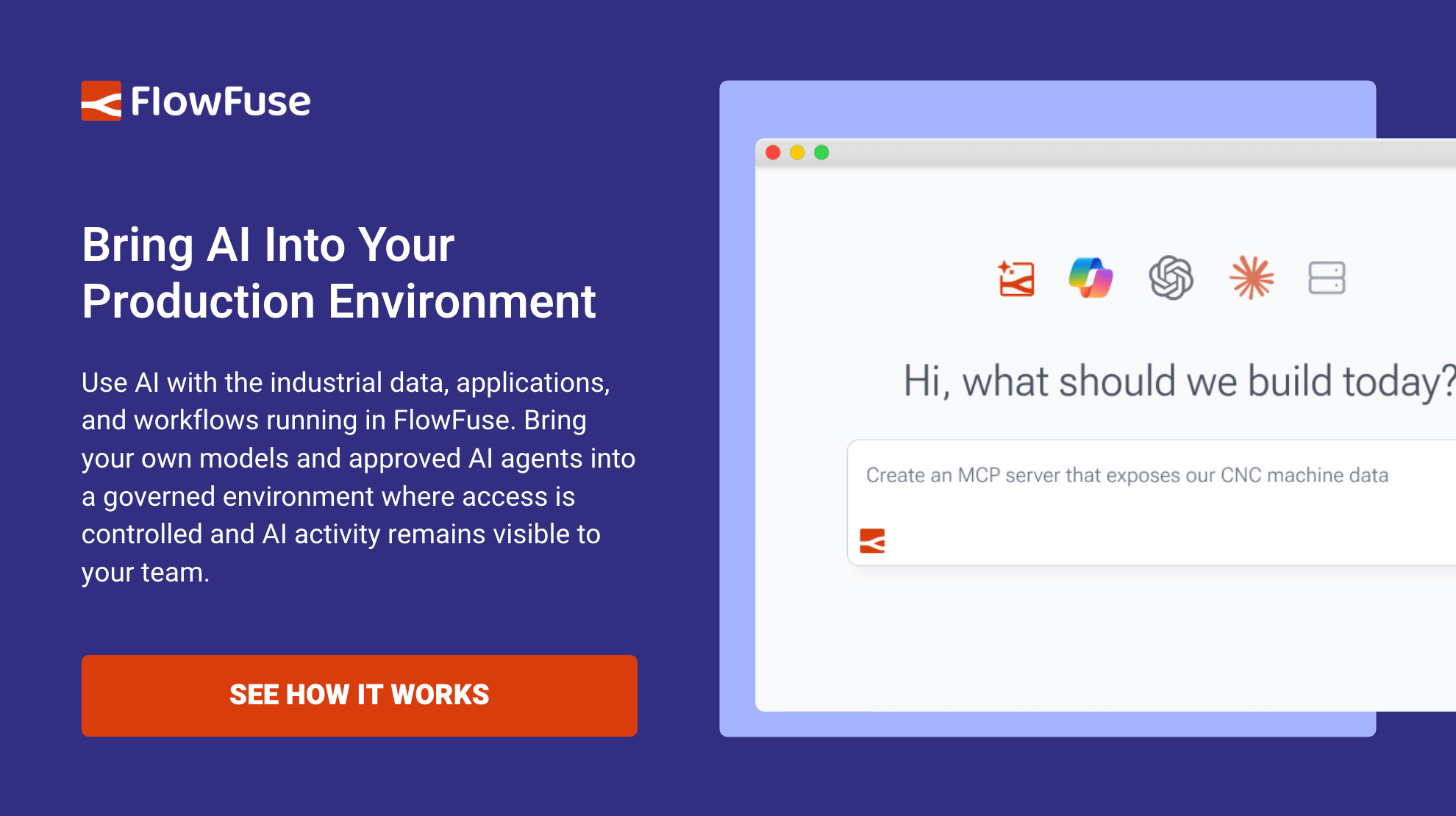Connect your factory data to an AI application with FlowFuse - start your free trial